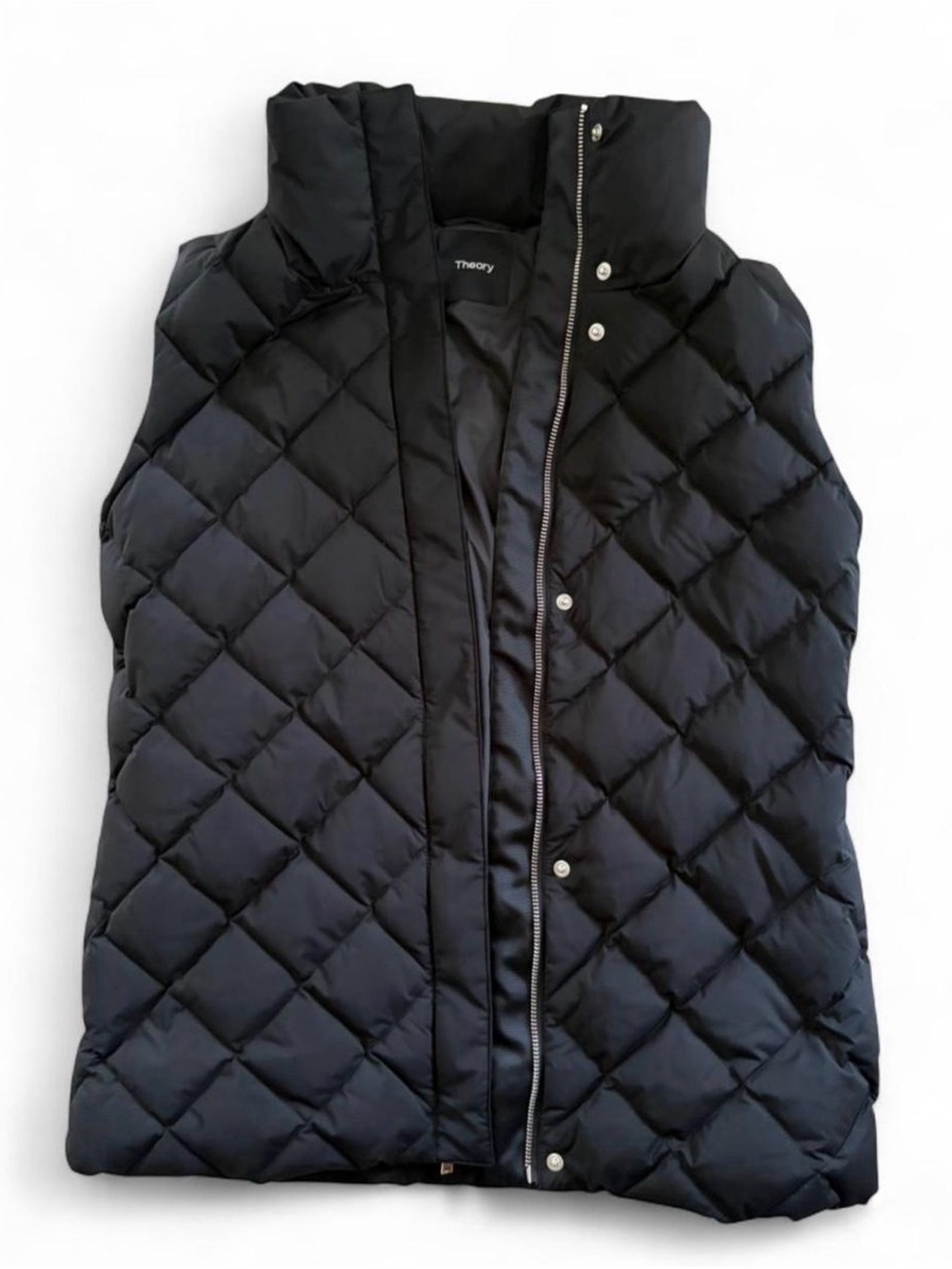 NWOT Theory Black Long Quilted Puffer Vest - S